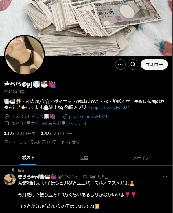 パパ活女子 ニセモノ スパム ツイッター アカウント