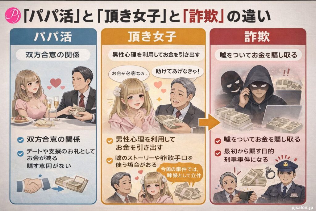 パパ活 頂き女子りりちゃん 詐欺 違い