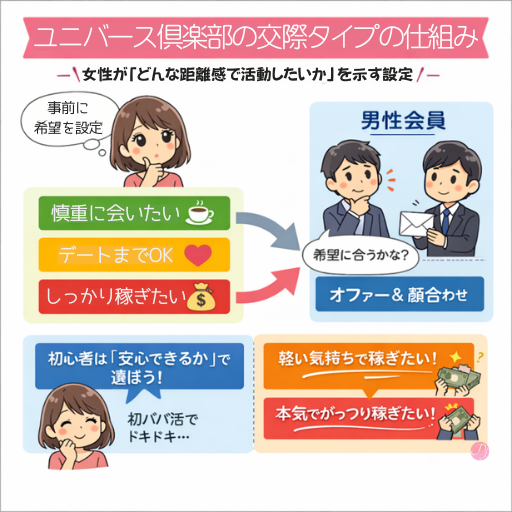 交際クラブ ユニバース倶楽部 タイプ オファー