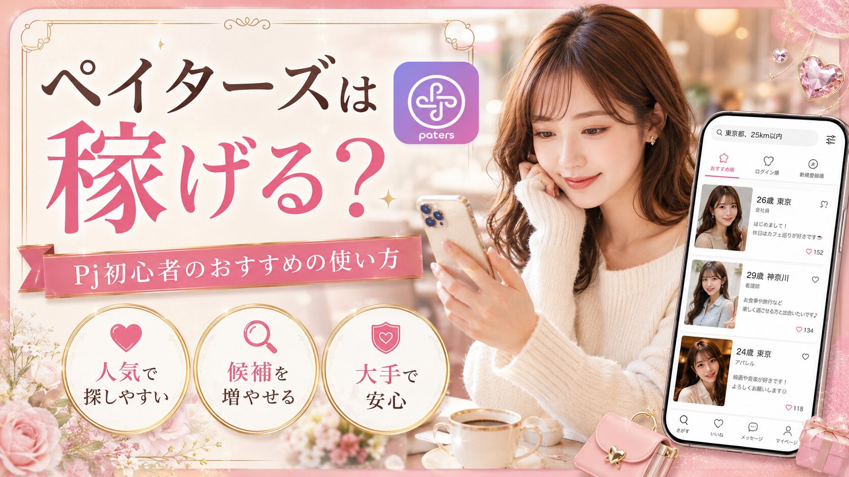 パパ活アプリ ペイターズ おすすめ 稼げる