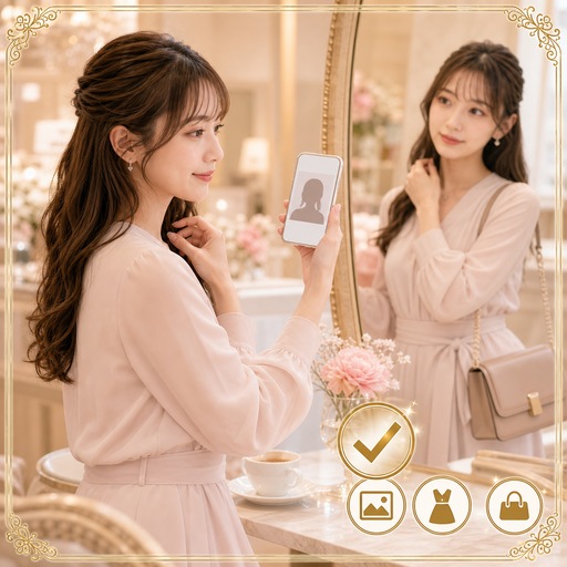 パパ活プロフィールと当日のブランド品を合わせる女性